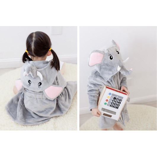 Morgonrock / badrock för barn med huva - flera söta djurmodeller - Hund / 90 cm