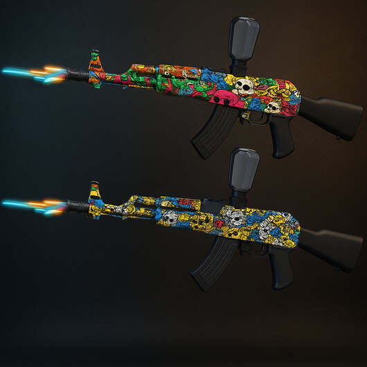 Gel Blaster AK47  -  elektrisk med lysdämpare - Röd