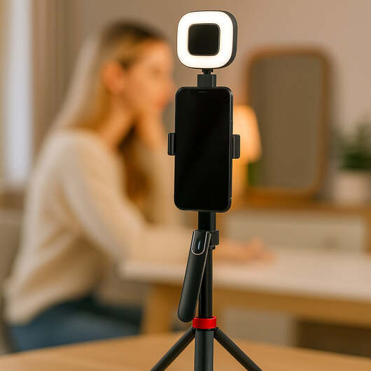 Selfiestick med intelligent ansiktsspårning inkl. ljus - Q185