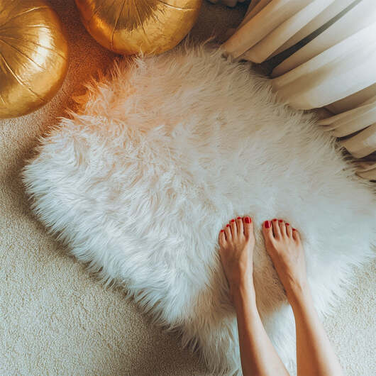 Faux Fur-pläd 60 x 90 cm  -  Vit