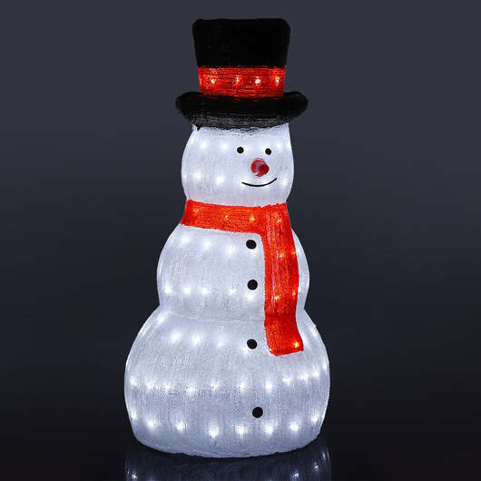 Snögubbe i akryl - 80 cm hög med LED-lampor -
