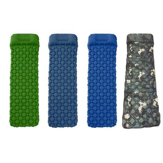 Ultralätt uppblåsbart liggunderlag m/kudde 190 x 58 cm. - Grön