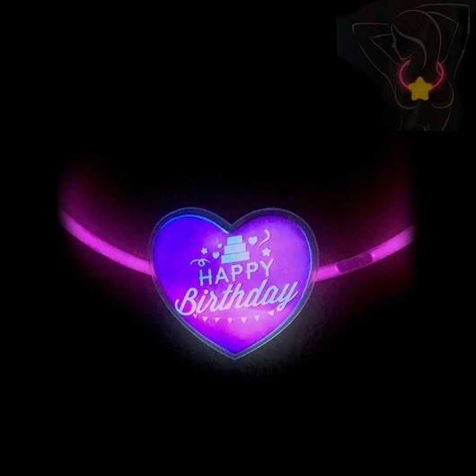 Halsband med hjärta - Självlysande glow stick - 2 modeller - - Happy Birthday röd
