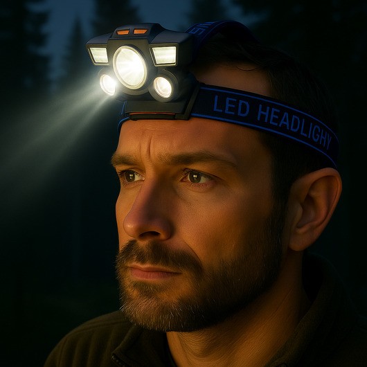 Pannlampa 300 lumen, vattenavvisande  -  4 ljuslägen