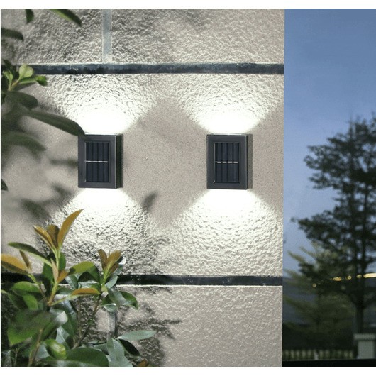 LED solcell Vägglampa (up-downlight), 2 stycken i rostfritt stål eller svart - Rostfritt stål