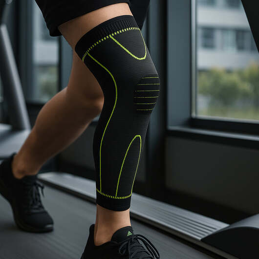 Lång knäskydd med kompression