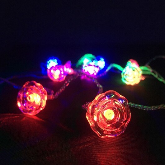 LED-ljusslinga med Blommor Vit 20 st. - Flerfärgad med blinkers (3,5 meter)