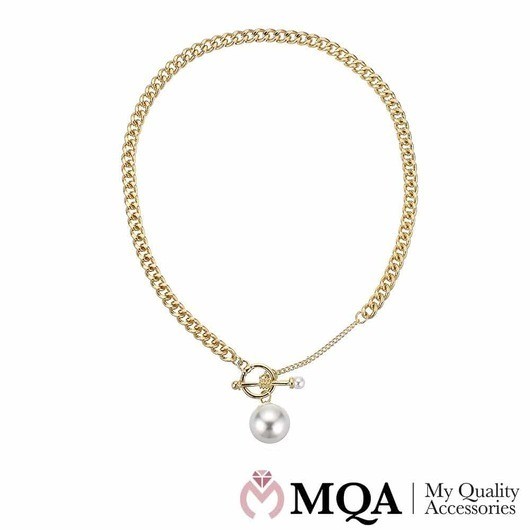 Halsband guldfärgat, stor fin pärla, guldfärgat växlingslås