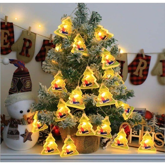 LED-ljusslinga 2 meter med Julgran och Jultomten (10 st)