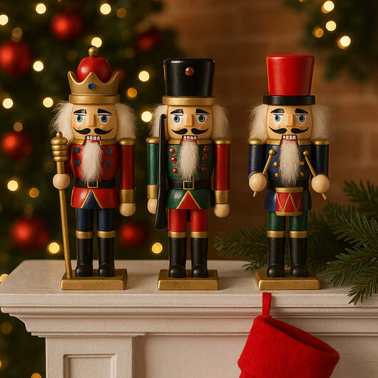 Nötknäpparfigurer i Trä - 15 cm, set med 3 figurer -