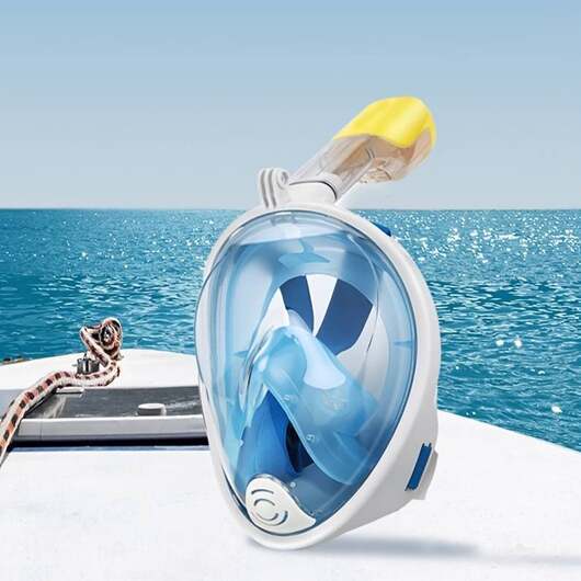 Snorkelmask för barn och vuxna med snorkel och 180 graders utsikt - Svart / S/M