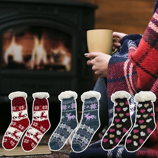 Mysiga strumpor för kyliga kvällar  -  flera olika tryck  -  unisex  -  - 39-42 Svarta m/älg