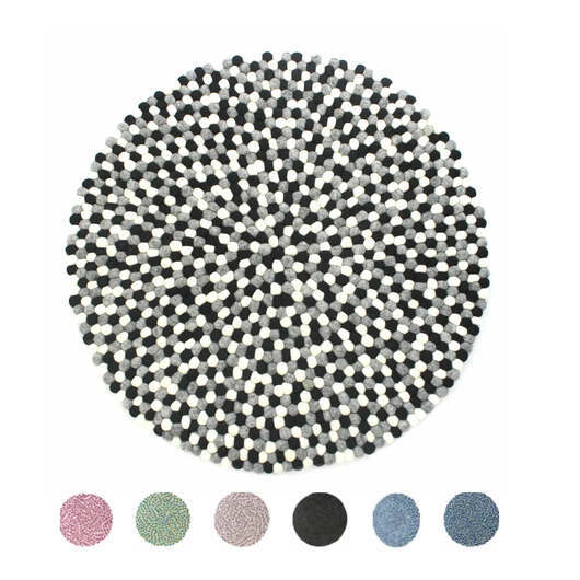 Bollmatta, handgjord i 100% ren ull (finns i flera olika färger och storlekar) - 90 cm / Dammig rosa