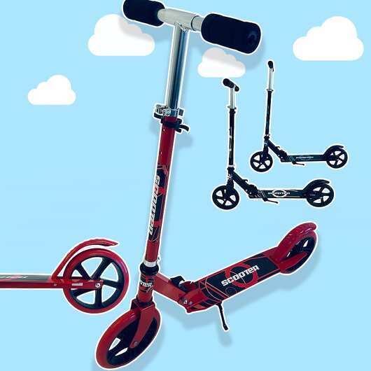 Sparkcykel med stora hjul & bakbroms  -  hopfällbar (finns i flera färger) - Röd