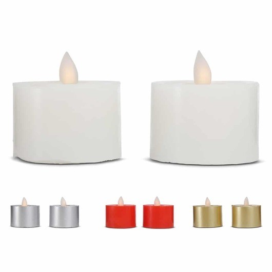 LED värmeljus stearin - 2 st. - 3 cm - m/rörlig låga - (flera färger) - Röd