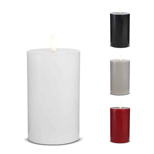 LED-ljus - 1 st. - ø7,5 x 15 cm - med 3D-låga - (flera färger) - Vit