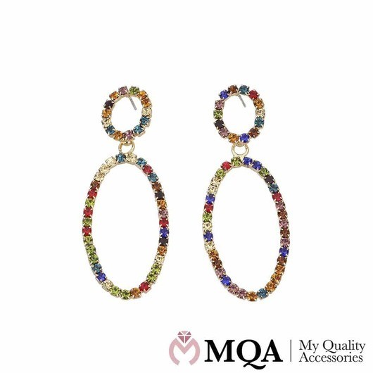 Ãrhängen med 2 ringar och färgglada stenar