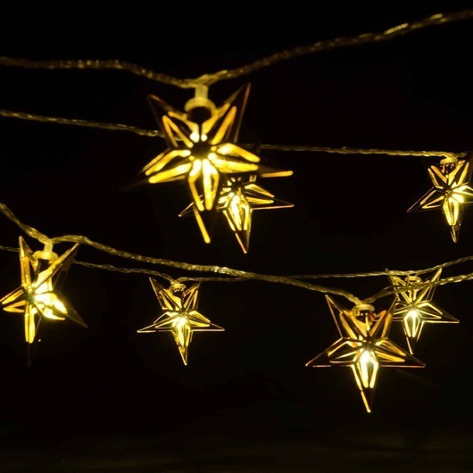LED-ljuskedja med stjärnor - guld (3 meter)