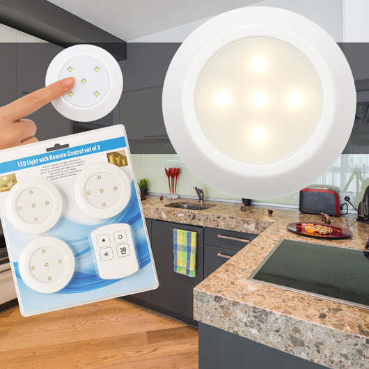 Led spotlight med fjärrkontroll  -  3 st.