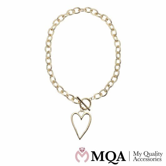 Halsband guldfärgat, hjärthänge, växlingslås