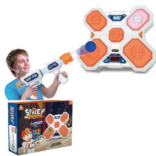 Rymdskytte - Pistol med ljus, ljud, elektronisk måltavla och skumkulor