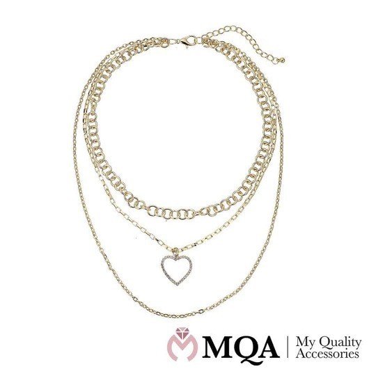 Halsband, dubbel, guldfärgad, romantiskt hjärthänge, justerbart