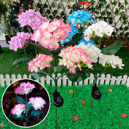 Solcellsdrivna hortensialampor för trädgården - Rosa