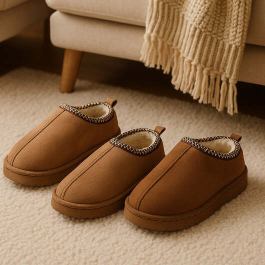 Tofflor  -  Mjuka, varma & lyxiga (brun & beige) - Beige / 36/37