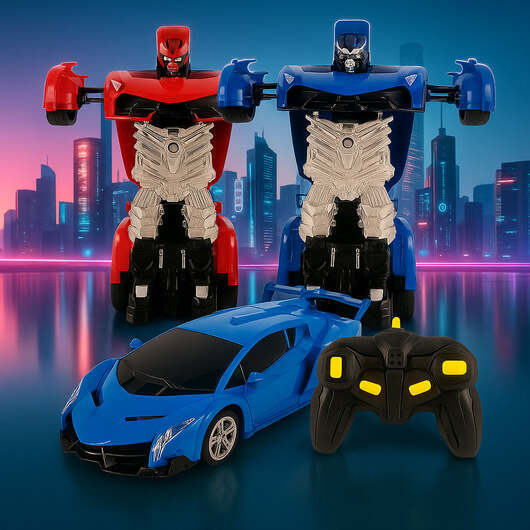 Fjärrstyrd Transformer Bil med Ljud- och Ljuseffekter - Röd