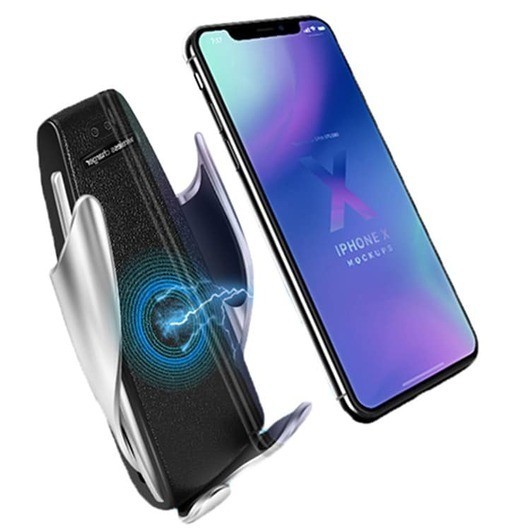 Trådlös automatisk mobilladdare och hållare för bilen - Sølv