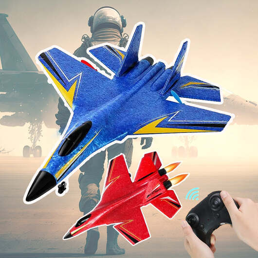 Fjärrstyrd Drönare/Plan med Gyroskop - Modell HW33 - Blå eller Röd - - Blå