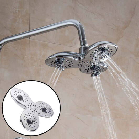 Duschhuvud - med 3 individuella munstycken och 3 strålfunktioner -
