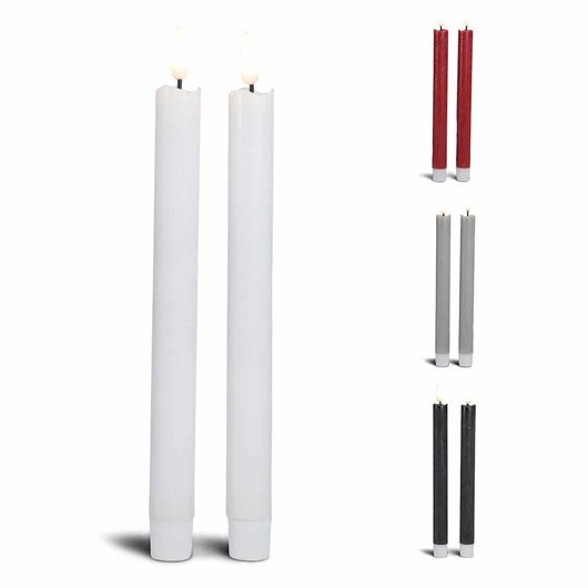 LED kronljus - 2 st. - 22,2 cm - med 3D-låga - (flera färger) - Röd