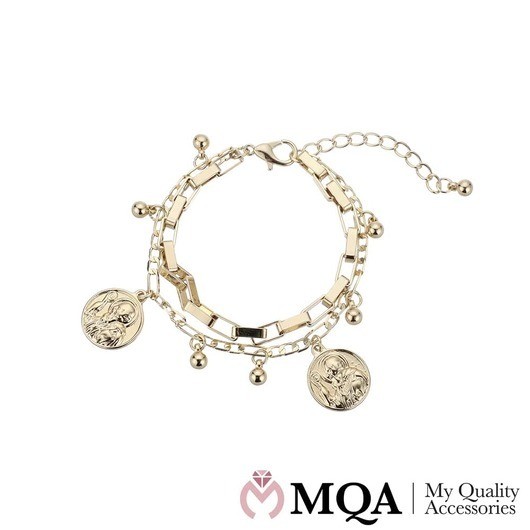 Armband, dubbel, stor & liten berlock, justerbar