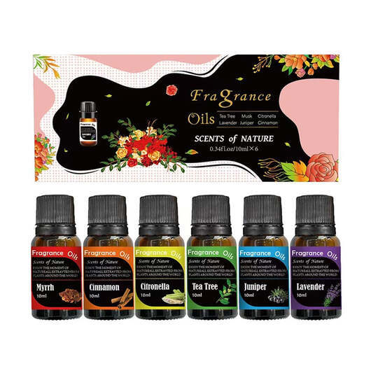 Eteriska oljor för diffuser  -  6 naturliga dofter för aromaterapi