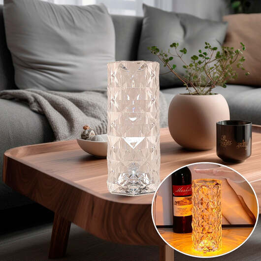 Kristall Bordslampa med touchfunktion