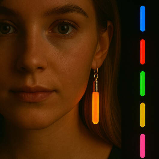 Glow-in-the-dark örhängen  -  Höj ljuset och festen! - Gul