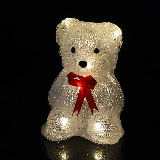 Akryl Isbjörn - Höjd 16 cm - med/utan röd rosett - - Med röd rosett