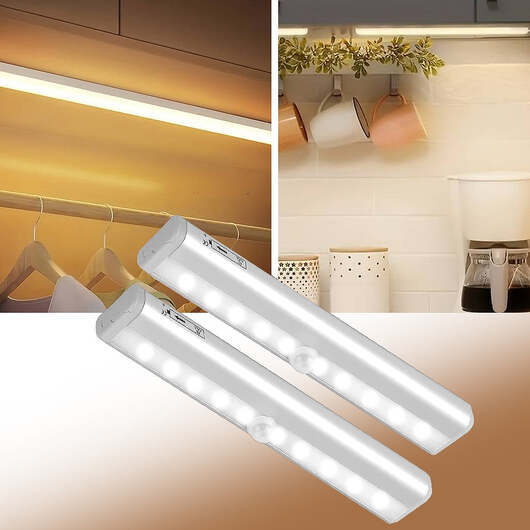 LED-skåplampa m/ sensor - varmvit - 200 Lumen - 6 LED (10x3x1.6)