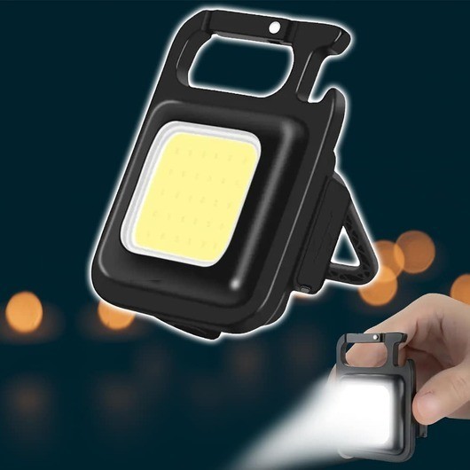 Nyckelring COB LED-ficklampa - laddningsbar - 3 ljuslägen