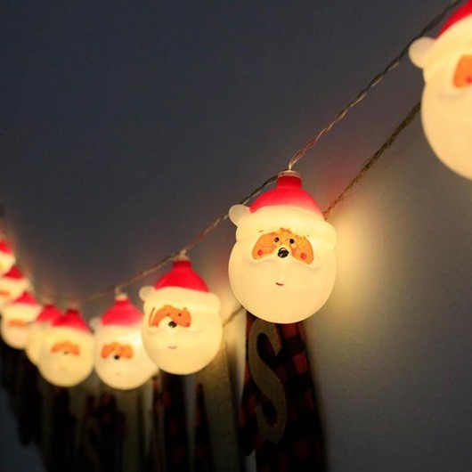 Ljusslinga 2 Meter med 10 Jultomtar - Batteridriven -