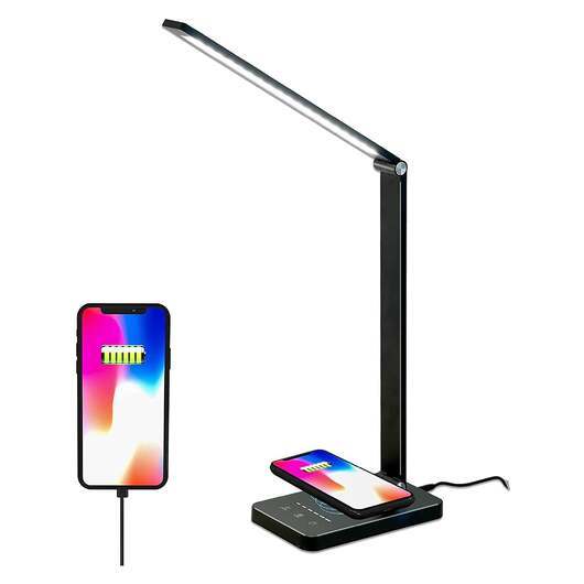 LED bordslampa / hopfällbar lampa med timer och trådlös laddare