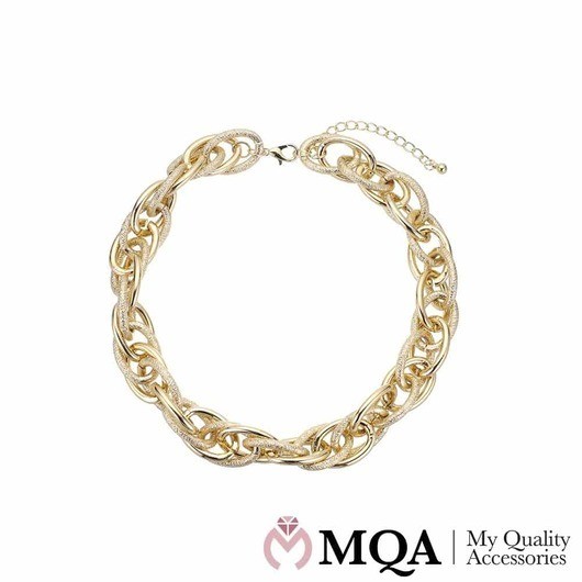 Halsband guldfärgat, vriden dubbelkedja, justerbar