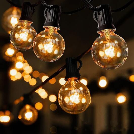 Inom- och utomhus ljuskedja med 25 st. G40 Vintage glödlampor (ca 7,5 meter - kan förlängas)