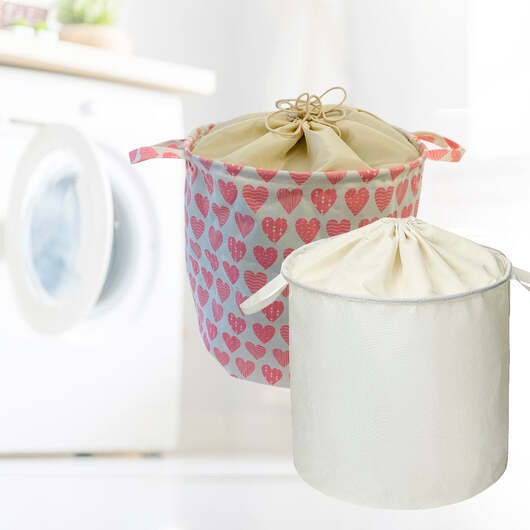Tvättkorg - hopfällbar - design hjärtan eller naturvit - Hjärtan