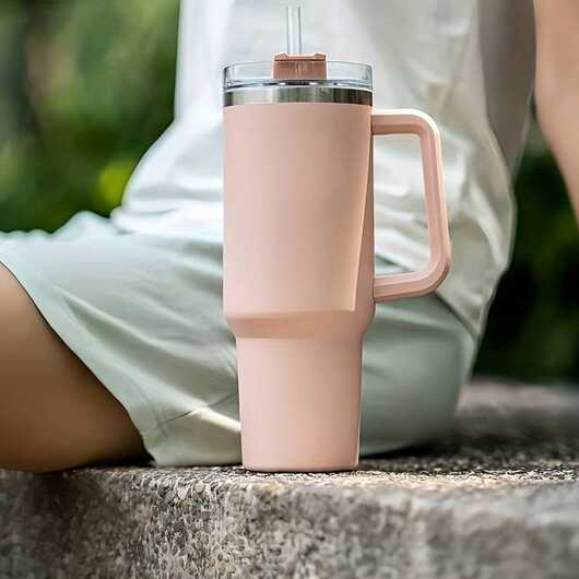 Tumbler termomugg 1200 ml med handtag, lock och sugrör