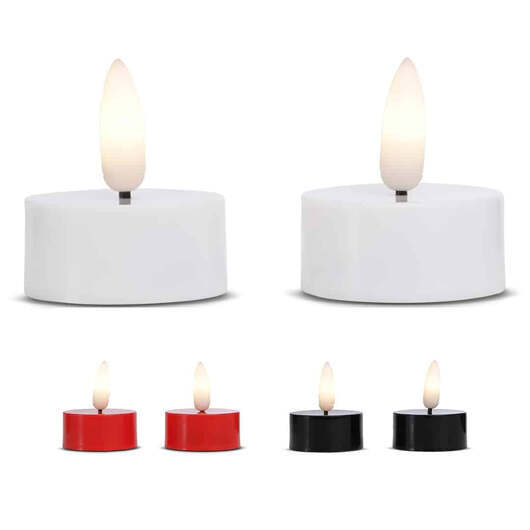 LED värmeljus plast - 2 st. - 2 cm - m/rörlig låga - (flera färger) - Röd