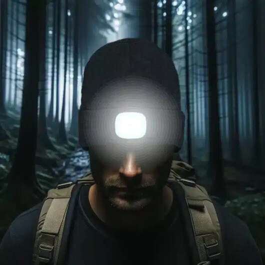 Stickad Mössa med LED-ljus - Uppladdningsbar - one-size -