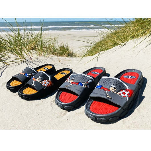 Badsandaler Aerosoft barnfotbollsmotiv - röd eller gul - Svart/Orange / 32