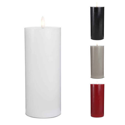 LED-ljus -1 st.  -  ø7,5 x 20 cm  -  m/3D låga  -  (flera färger) - Vit